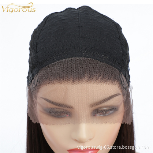Vigorous long best free shipping wholesale color natural quality hot water silky straight synthetic invisible lace front wigs
